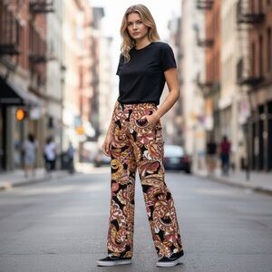 C by One // Colorful Paisley Print Pants with Pockets